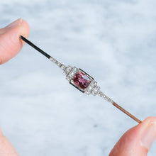 Load image into Gallery viewer, Antique Art Deco era Tourmaline with Rose-Cut Diamonds Bar Brooch