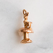 Load image into Gallery viewer, Vintage Imp/Pixie Sitting on a Toadstool Charm
