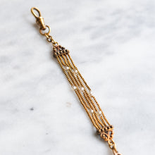 Load image into Gallery viewer, Edwardian 10K-22K Gold Decorative Seed Pearl Watch Chain Extender with Dog Clip and T-Bar