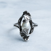 Load image into Gallery viewer, Art Nouveau Ginkgo Leaf Pearl Ring by Paul Dumont