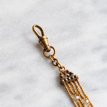 Load image into Gallery viewer, Edwardian 10K-22K Gold Decorative Seed Pearl Watch Chain Extender with Dog Clip and T-Bar