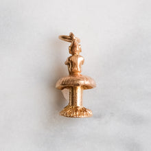 Load image into Gallery viewer, Vintage Imp/Pixie Sitting on a Toadstool Charm