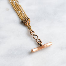 Load image into Gallery viewer, Edwardian 10K-22K Gold Decorative Seed Pearl Watch Chain Extender with Dog Clip and T-Bar