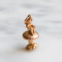 Load image into Gallery viewer, Vintage Imp/Pixie Sitting on a Toadstool Charm