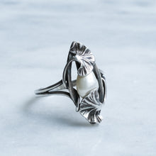 Load image into Gallery viewer, Art Nouveau Ginkgo Leaf Pearl Ring by Paul Dumont