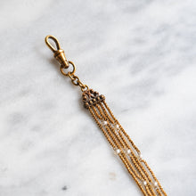 Load image into Gallery viewer, Edwardian 10K-22K Gold Decorative Seed Pearl Watch Chain Extender with Dog Clip and T-Bar