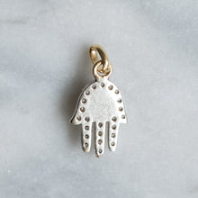 Load image into Gallery viewer, RESERVED for S: Vintage 14K Yellow and White Gold Evil Eye and Hamsa Diamond Pendant