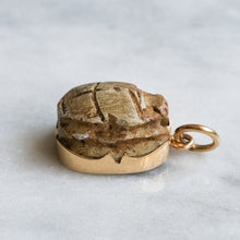 Load image into Gallery viewer, Art Deco era 14K Yellow Gold Carved Scarab Pendant