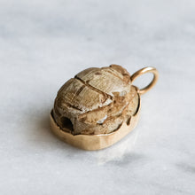 Load image into Gallery viewer, Art Deco era 14K Yellow Gold Carved Scarab Pendant
