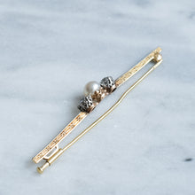 Load image into Gallery viewer, Antique Art Deco Pearl and Old Cut Diamond Bar Brooch