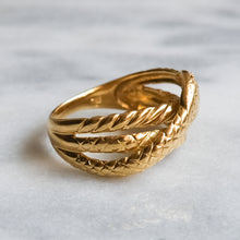 Load image into Gallery viewer, Vintage 18K Yellow Gold Diamond Ouroboros Snake Ring