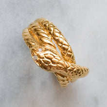 Load image into Gallery viewer, Vintage 18K Yellow Gold Diamond Ouroboros Snake Ring