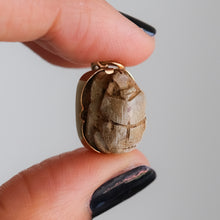 Load image into Gallery viewer, Art Deco era 14K Yellow Gold Carved Scarab Pendant