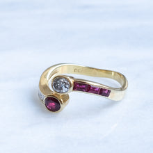 Load image into Gallery viewer, Vintage Ruby and Diamond Toi et Moi Ring