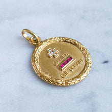 Load image into Gallery viewer, Vintage Large 1950s Round Laurel Wreath QU'HIER QUE DEMAIN Augis Pendant
