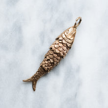 Load image into Gallery viewer, Vintage 9K Rose Gold Articulated Fish Trout Pendant