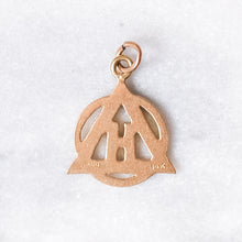 Load image into Gallery viewer, Vintage 14K Rose Gold Circle, Triangle with Letter H Red Enamel Charm