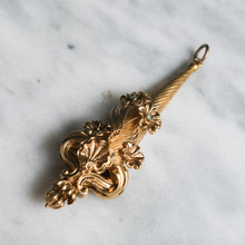 Load image into Gallery viewer, Antique Georgian 18K Rose Gold Aquamarine Floral Torpedo Pendant