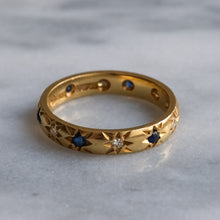 Load image into Gallery viewer, Vintage Star-Set Diamond and Sapphire Eternity Ring