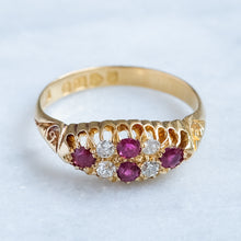 Load image into Gallery viewer, Antique Edwardian Double Row Ruby and Diamond Boat Ring