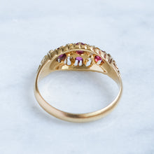 Load image into Gallery viewer, Antique Edwardian Double Row Ruby and Diamond Boat Ring