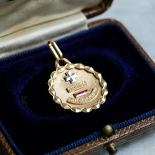 Load image into Gallery viewer, Vintage Round Scalloped QU'HIER QUE DEMAIN Augis Pendant - A