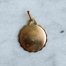 Load image into Gallery viewer, Vintage Round Scalloped QU'HIER QUE DEMAIN Augis Pendant - A