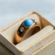 Load image into Gallery viewer, Antique Victorian/Napoléon III era French Flush-Set Turquoise and Rose-Cut Diamond Ring