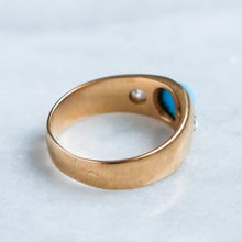 Load image into Gallery viewer, Antique Victorian/Napoléon III era French Flush-Set Turquoise and Rose-Cut Diamond Ring