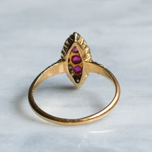 Load image into Gallery viewer, Victorian 18K Yellow Gold Diamond Ruby Navette Ring