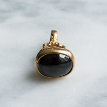 Load image into Gallery viewer, Antique Floral Chased Cabochon Garnet Fob Pendant