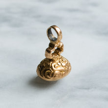 Load image into Gallery viewer, Antique Floral Chased Cabochon Garnet Fob Pendant