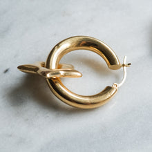Load image into Gallery viewer, Vintage 14K Yellow Gold Puffy Star Hoop Earrings