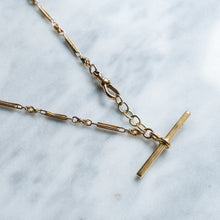 Load image into Gallery viewer, Antique 9K Rose Gold Lover's Knot and Fetter-Link Watch Chain with 18K Yellow Gold T-Bar