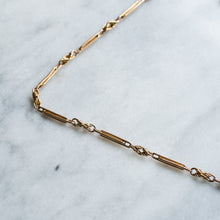 Load image into Gallery viewer, Antique 9K Rose Gold Lover's Knot and Fetter-Link Watch Chain with 18K Yellow Gold T-Bar