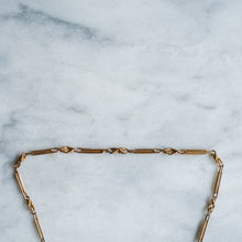 Load image into Gallery viewer, Antique 9K Rose Gold Lover's Knot and Fetter-Link Watch Chain with 18K Yellow Gold T-Bar
