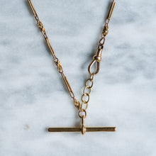 Load image into Gallery viewer, Antique 9K Rose Gold Lover's Knot and Fetter-Link Watch Chain with 18K Yellow Gold T-Bar