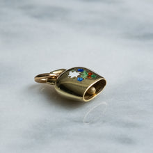 Load image into Gallery viewer, Vintage Enamel Floral Cow Bell Charm