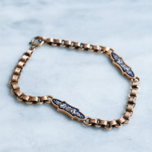 Load image into Gallery viewer, Antique Victorian/Napoleon III Bracelet with Decorative Enamel Floral Plaque Links