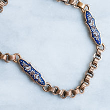 Load image into Gallery viewer, Antique Victorian/Napoleon III Bracelet with Decorative Enamel Floral Plaque Links