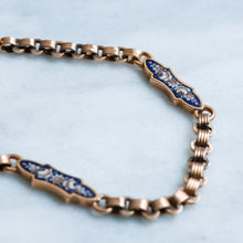 Load image into Gallery viewer, Antique Victorian/Napoleon III Bracelet with Decorative Enamel Floral Plaque Links