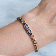 Load image into Gallery viewer, Antique Victorian/Napoleon III Bracelet with Decorative Enamel Floral Plaque Links