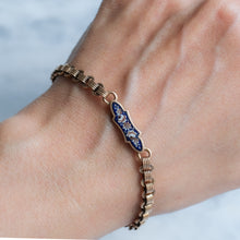 Load image into Gallery viewer, Antique Victorian/Napoleon III Bracelet with Decorative Enamel Floral Plaque Links