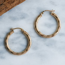 Load image into Gallery viewer, Vintage Diamond-Cut Hoop Earrings by UnoAErre