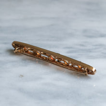 Load image into Gallery viewer, Edwardian 15K Rose Gold Opal and Diamond Floral Bar Brooch