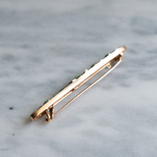 Load image into Gallery viewer, Edwardian 15K Rose Gold Opal and Diamond Floral Bar Brooch