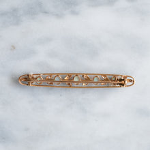 Load image into Gallery viewer, Edwardian 15K Rose Gold Opal and Diamond Floral Bar Brooch