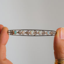 Load image into Gallery viewer, Edwardian 15K Rose Gold Opal and Diamond Floral Bar Brooch