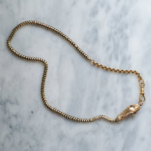 Load image into Gallery viewer, Antique Victorian 10K Rose Gold Garnet Snake Watch Chain
