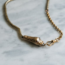 Load image into Gallery viewer, Antique Victorian 10K Rose Gold Garnet Snake Watch Chain